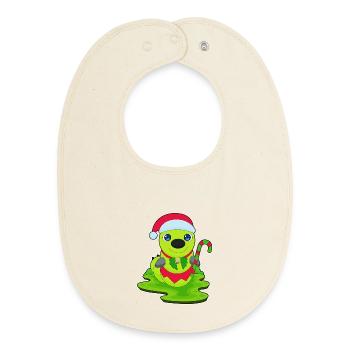 Chenille Canne de Noël - Bavoir bébé bio - écru doux - Devant