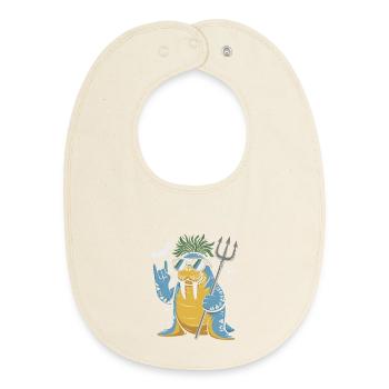 Walrus Punk Rocker Halloween - Baby Organic Bib - soft Ecru - Front