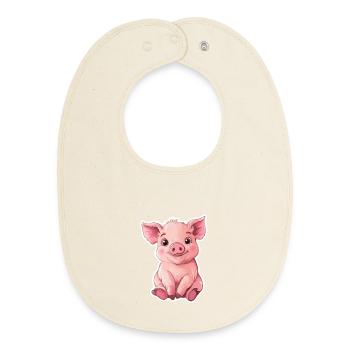 Porc Porcelet - Bavoir bébé bio - écru doux - Devant