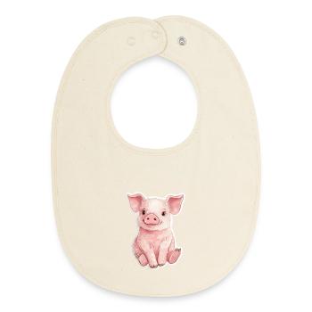 Porc Porcelet - Bavoir bébé bio - écru doux - Devant