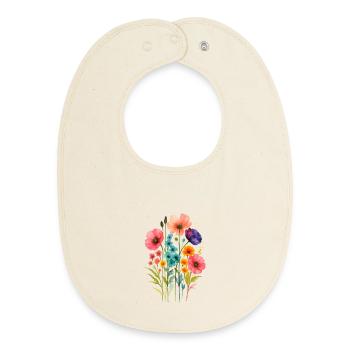 Aquarell Wildblumen Boho  - Baby Organic Lätzchen - Natur - Vorne