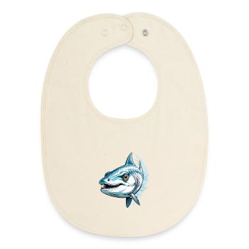 Blauer Raubfisch Aggressor - Baby Organic Lätzchen - Natur - Vorne