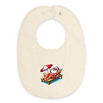 Santa Beach Vacation Summer Sea Island Vacation - Baby Organic Bib - soft Ecru - Front
