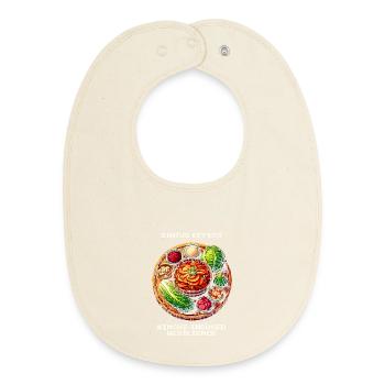 Status Effect: Kimchi Resistance | Korea Food - Baby Organic Bib - soft Ecru - Front
