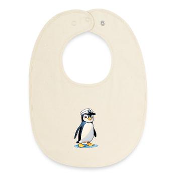 Mascotte Capitaine Pingouin - Bavoir bébé bio - écru doux - Devant