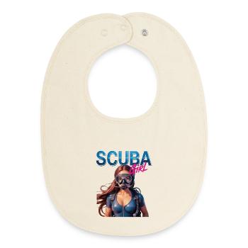 Scuba Girl Diver Design - Bavoir bébé bio - écru doux - Devant