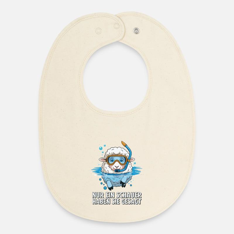 Motif de tuba de plongeur de mouton - Bavoir bébé bio - écru doux