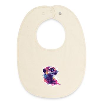 Coloured Meerkat - Baby Organic Bib - soft Ecru - Front