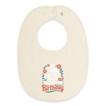 Zwillinge Zwillingsschwester Geburtstag - Baby Organic Lätzchen - Natur - Vorne