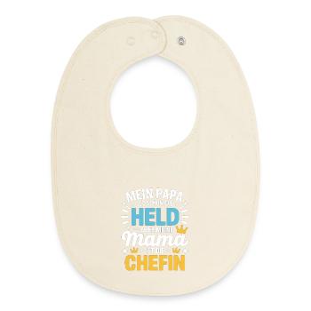 Mein Papa ist Held – aber Mama ist die Chefin - Baby Organic Lätzchen - Natur - Vorne