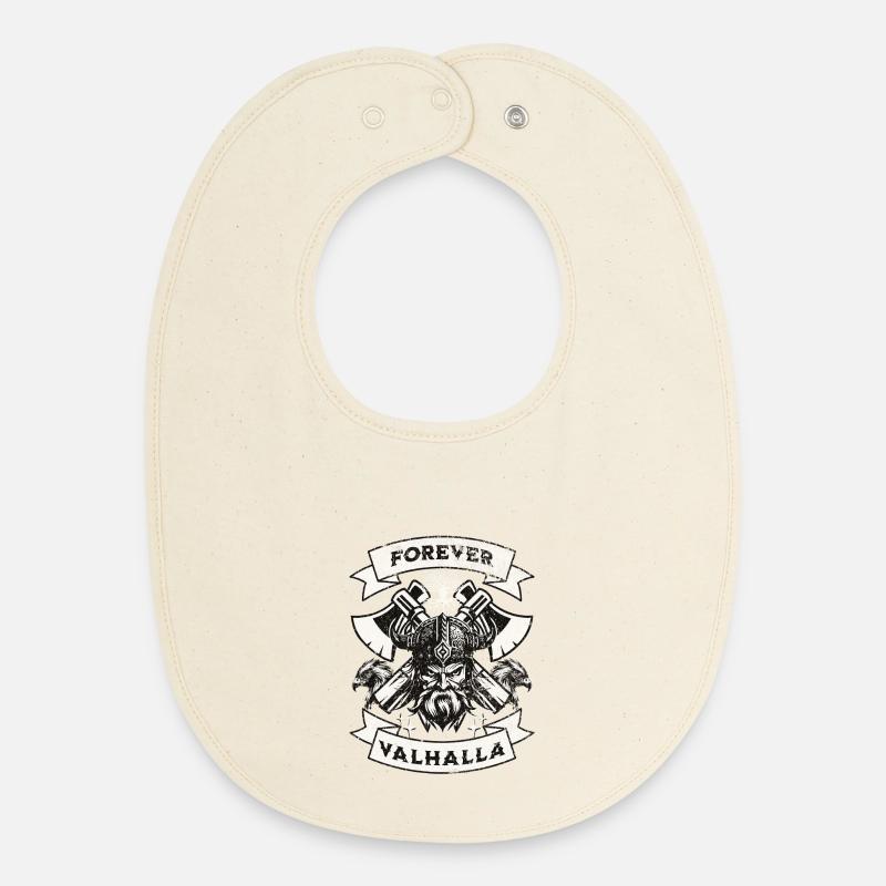 Forever Valhalla Viking Design - Bavoir bébé bio - écru doux
