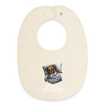 Official Sleep Shirt Boxer Dog - Baby Organic Bib - soft Ecru - Front