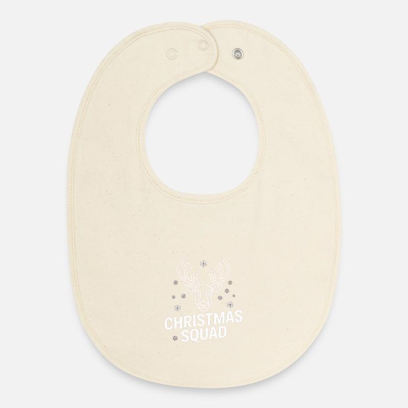 Weihnachts Reh Squad Neon - Baby Organic Lätzchen - Natur
