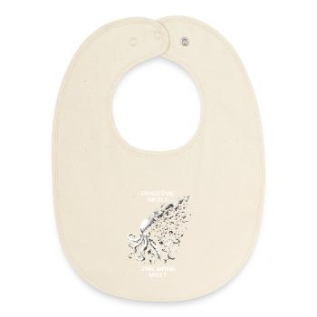 Ink Freak Out | Passive Ability Octopus Humor - Baby Organic Bib - soft Ecru - Front
