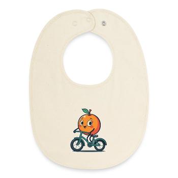Orange Frucht auf dem Fahrrad - Baby Organic Lätzchen - Natur - Vorne
