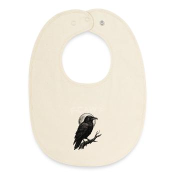 F-Caw-F Crow Drôle de corbeau FCAWF F Caw F - Bavoir bébé bio - écru doux - Devant