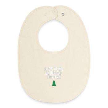 Regarde-moi être tout festif, arbre de Noël - Bavoir bébé bio - écru doux - Devant