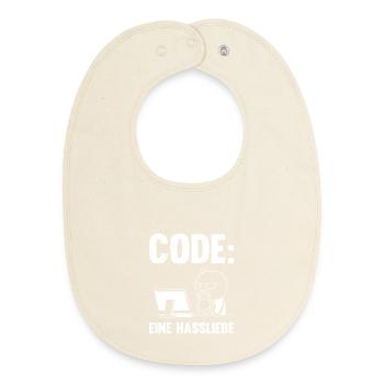 Coder CODE A LOVE-HATE RELATIONSHIP FUNNY - Baby Organic Bib - soft Ecru - Front