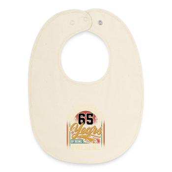 65th Birthday 65 Years Vintage retro - Baby Organic Bib - soft Ecru - Front