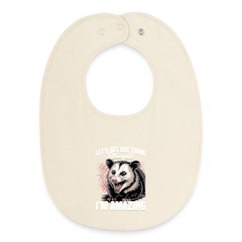 Funny Opossum - Baby Organic Bib - soft Ecru - Front