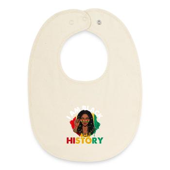 I Am Black History – Pride and Power - Baby Organic Bib - soft Ecru - Front