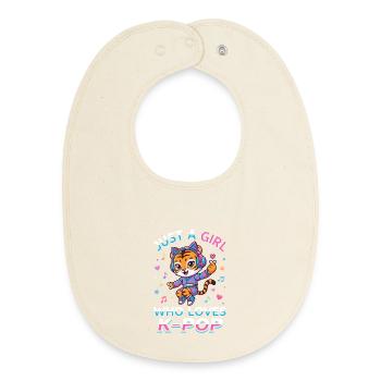 Just a Girl Who Loves K-Pop Tiger - Baby Organic Bib - soft Ecru - Front