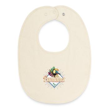 Toucan rétro palmiers de Panama City Souvenir vintage - Bavoir bébé bio - écru doux - Devant
