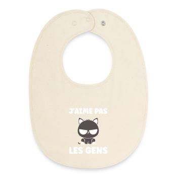Cat: I don't like people - Baby Organic Bib - soft Ecru - Front