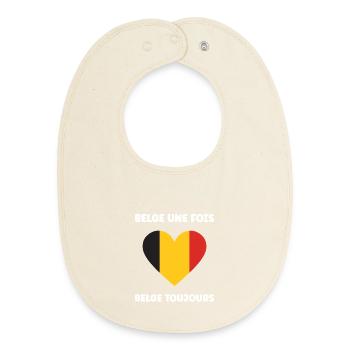 Belgian Heart Tricolor - Baby Organic Bib - soft Ecru - Front
