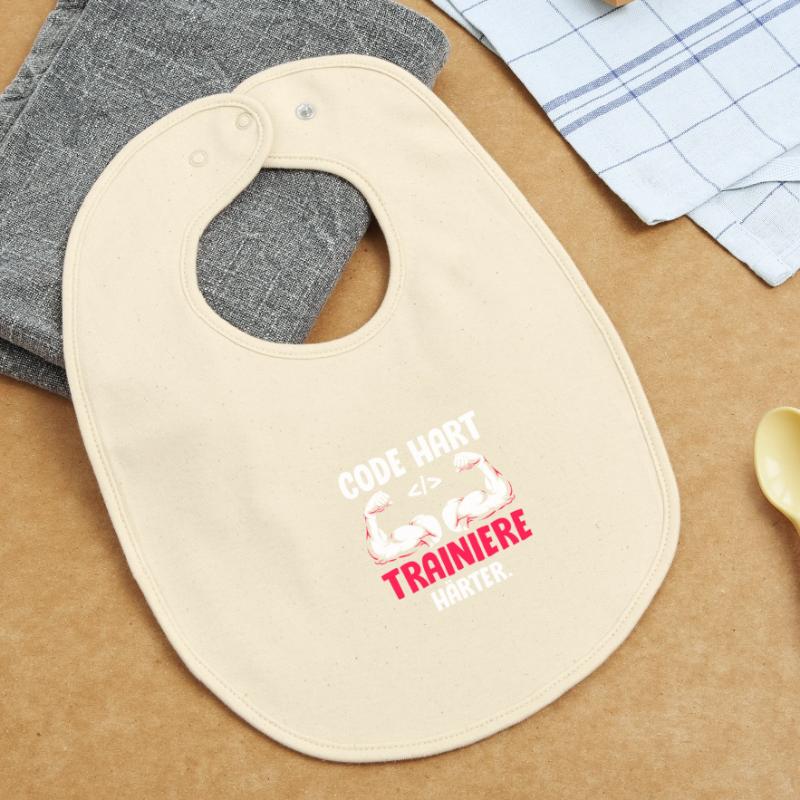 Coder CODE HARD TRAIN HARDER Funny Baby Organic Bib