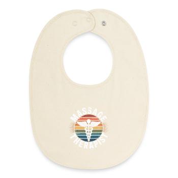 Retro Rainbow Massage Logo - Bavoir bébé bio - écru doux - Devant
