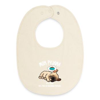 Pyjama Poils Chien Bouledogue Français - Bavoir bébé bio - écru doux - Devant