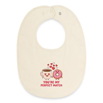 Tu es mon parfait partenaire Donut au café Valentine - Bavoir bébé bio - écru doux - Devant