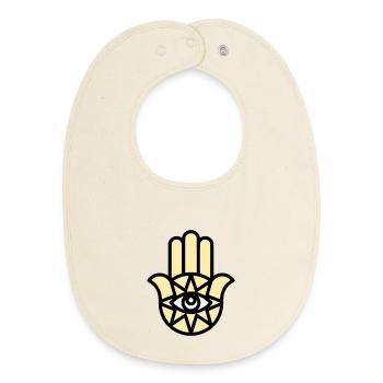 Hamsa Hand der Fatima - Baby Organic Lätzchen - Natur - Vorne