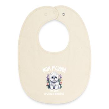 Pyjama Drôle Chien Bichon - Bavoir bébé bio - écru doux - Devant