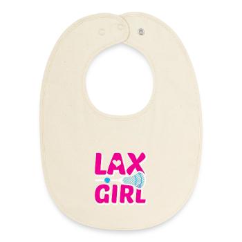 Lax Girl Pink Lacrosse Design - Baby Organic Lätzchen - Natur - Vorne