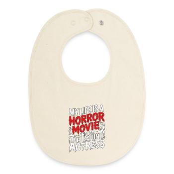Ma vie est un film d’horreur - Halloween - Bavoir bébé bio - écru doux - Devant