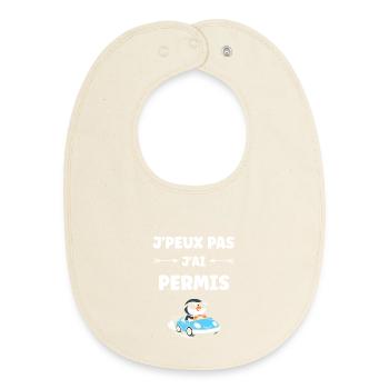 Humour permis de conduire - Bavoir bébé bio - écru doux - Devant