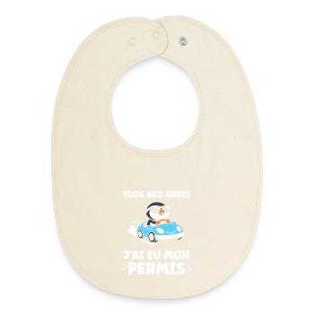 Humour permis de conduire - Bavoir bébé bio - écru doux - Devant