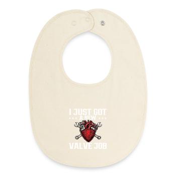 I Just Got A New Valve Job Heart Recovery - Baby Organic Bib - soft Ecru - Front