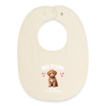 Pyjama Chien Caniche Humour - Bavoir bébé bio - écru doux - Devant