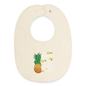 Be A Pineapple Stand Tall Wear A Crown Quote Art - Baby Organic Lätzchen - Natur - Vorne