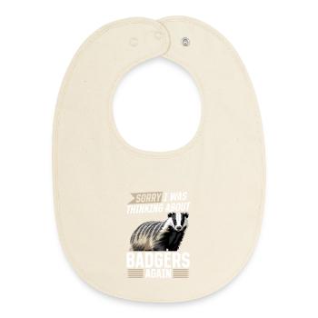 Blaireau animal drôle - Bavoir bébé bio - écru doux - Devant