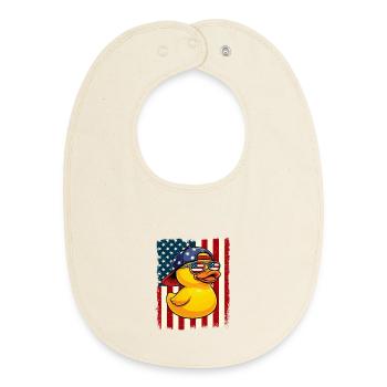 Canard en caoutchouc Drapeau américain Patriotique Amateur du canard - Bavoir bébé bio - écru doux - Devant