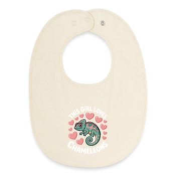 Don des Drôles Caméléons Drôles de Expressions Caméléon - Bavoir bébé bio - écru doux - Devant