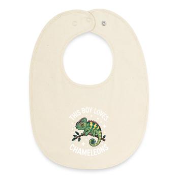 Don des Drôles Caméléons Drôles de Expressions Caméléon - Bavoir bébé bio - écru doux - Devant