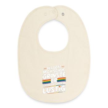Als Gott mich schuf grinste er – Pride Humor - Baby Organic Lätzchen - Natur - Vorne