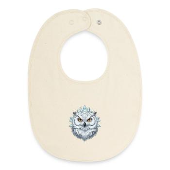 Eiskristall Eulenportrait - Baby Organic Lätzchen - Natur - Vorne