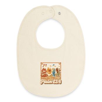 Psalm 23:6 Duck Families Retro - Baby Organic Bib - soft Ecru - Front