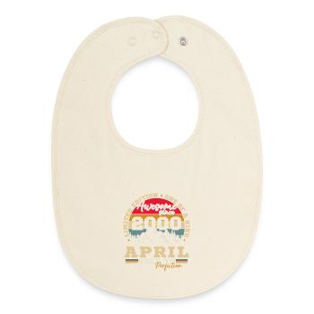 April 2000 Vintage Birthday Gift - Baby Organic Bib - soft Ecru - Front